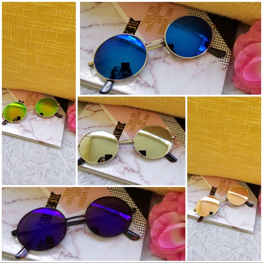 RounLarge Metal Aviator Sunglasses/Small Round Met - Picture 1 of 5